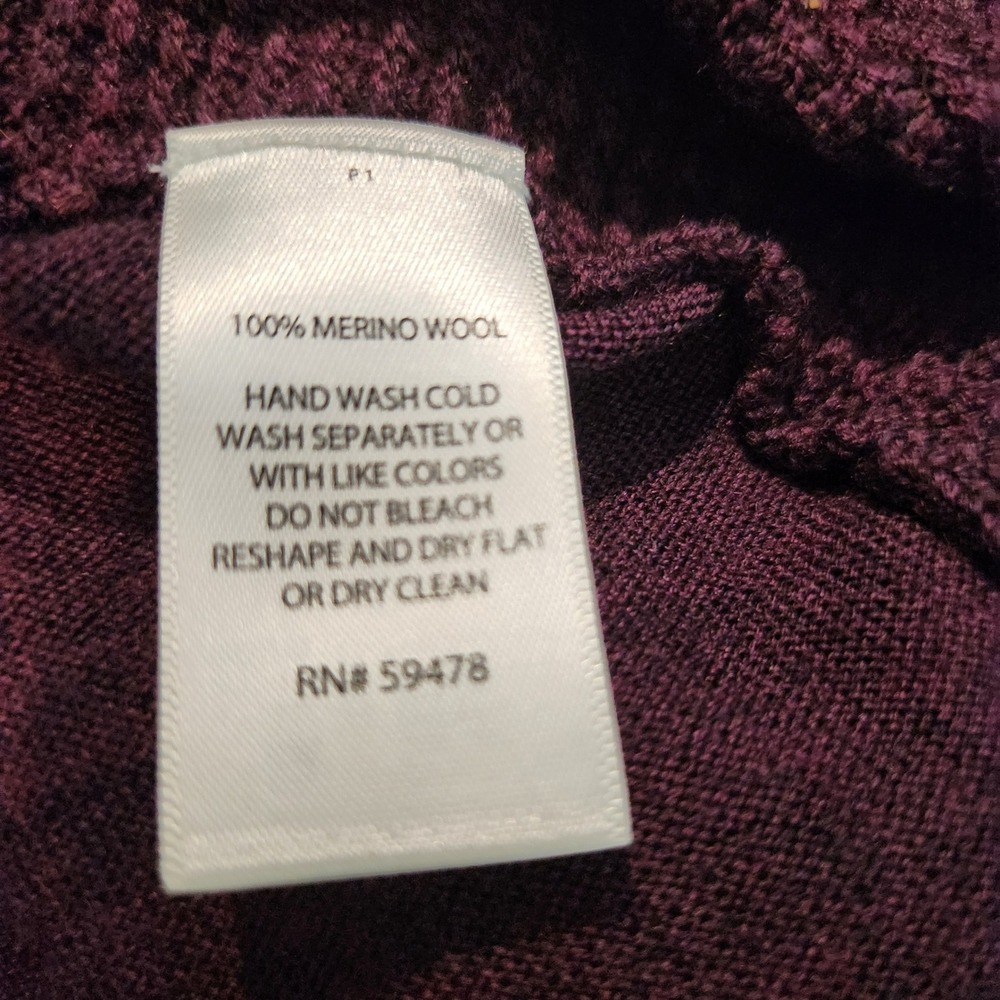 Cynthia Rowley Sweater Purple Extrafine Merino Wool Waffle Knit Casual Large - Picture 6 of 7